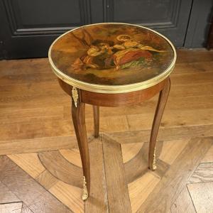 Small Pedestal Table Decorated With A Gallant Scene