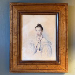 Portrait de jeune fille, dessin daté 1837