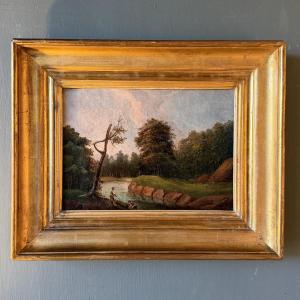 La rivière, paysage animé XIXème