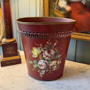 Painted Sheet Metal Wastebasket, Height 29 Cm