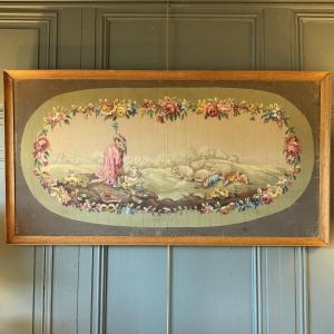 Aubusson Tapestry Design, "the Wolf Who Became A Shepherd," Based On La Fontaine's Fables