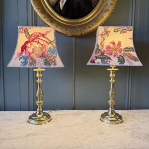 Pair Of 19th-century Bronze Lamps, Height 47 Cm
