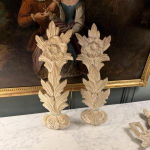 Pair Of Decorative Items Made Of Painted And Carved Wood