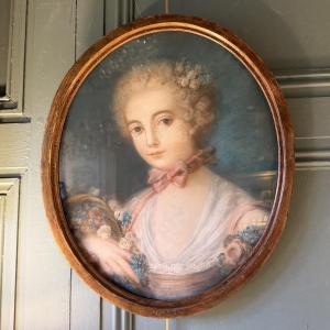 Oval Portrait Of A Young Woman, Late 18th-century Pastel, No. 1