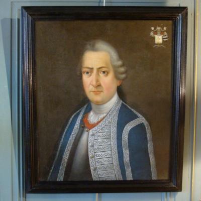 Portrait Of An 18th Gentleman With Coat Of Arms