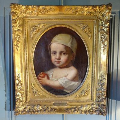 The Child With The Apple By B.molin, Nineteenth Portrait