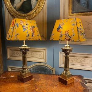 Pair Of XIXth Bronze Lamps