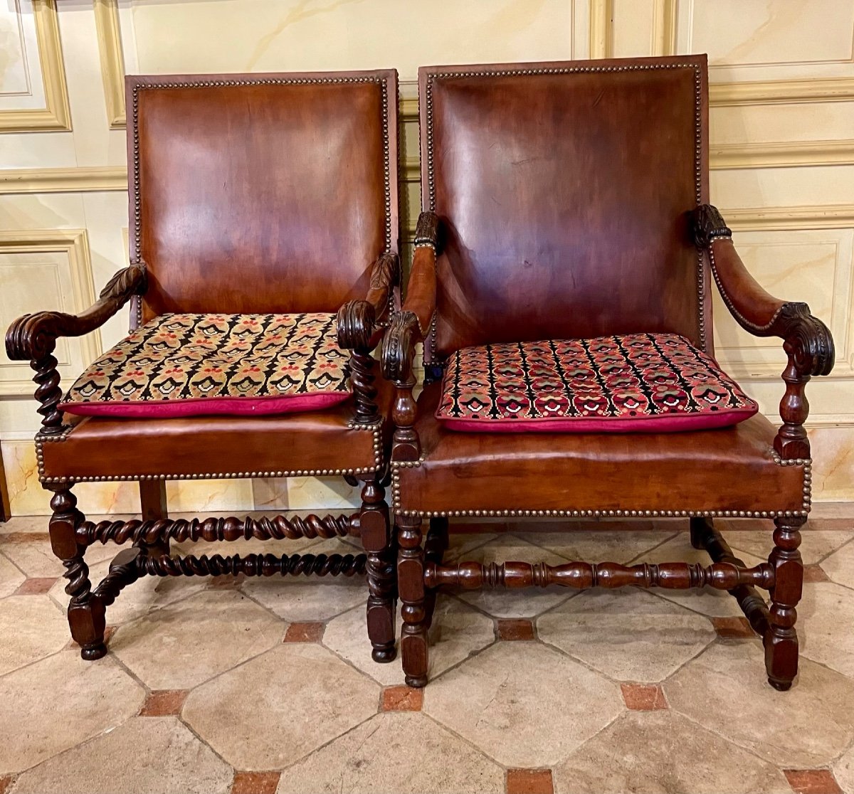 Louis XIII Armchairs ( The Pair)