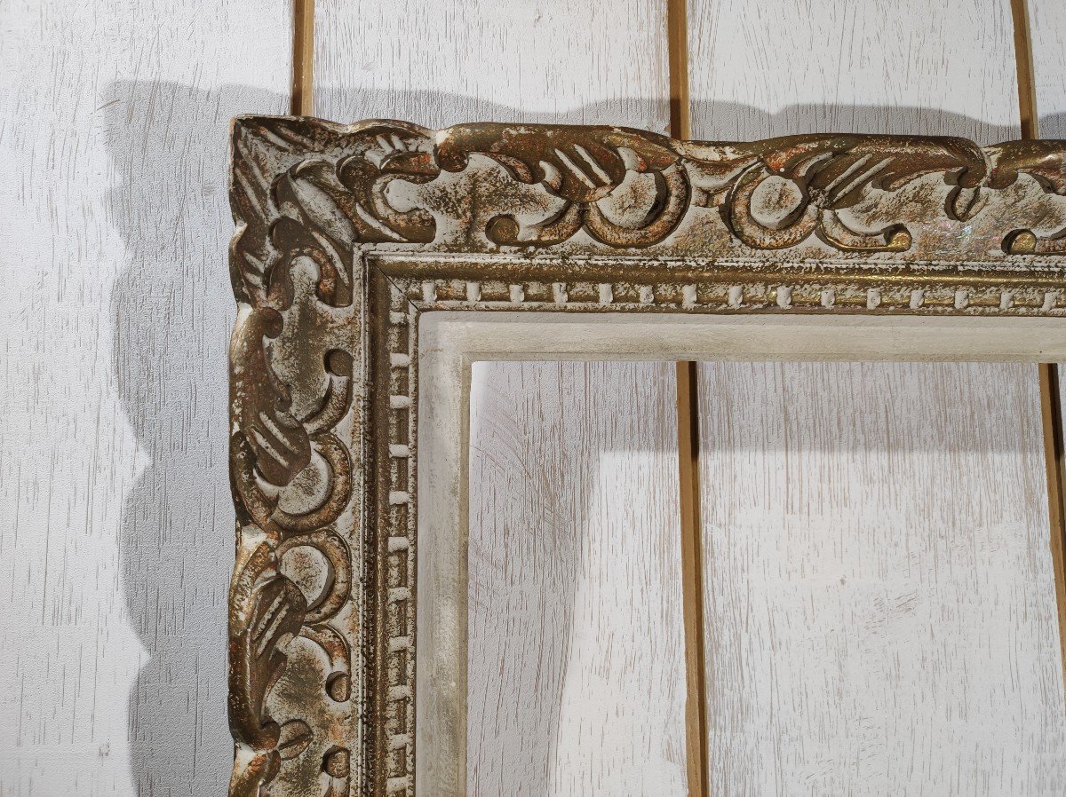 Cadre Montparnasse 8P Bois Patine Dore Feuillure 46 Cm X 33 Cm-photo-2