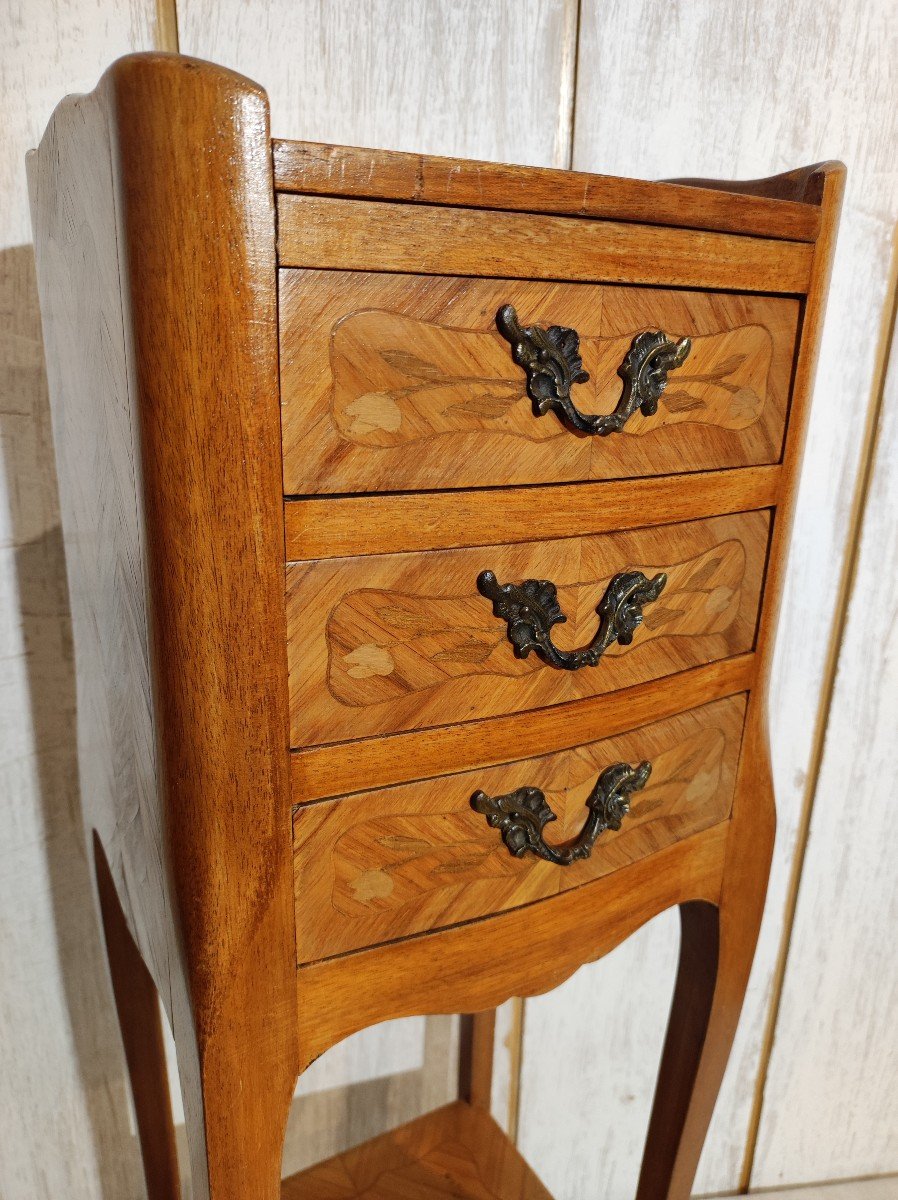 Marquetry Bedside Table 3 Drawers-photo-3