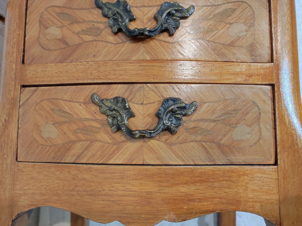 Marquetry Bedside Table 3 Drawers-photo-4