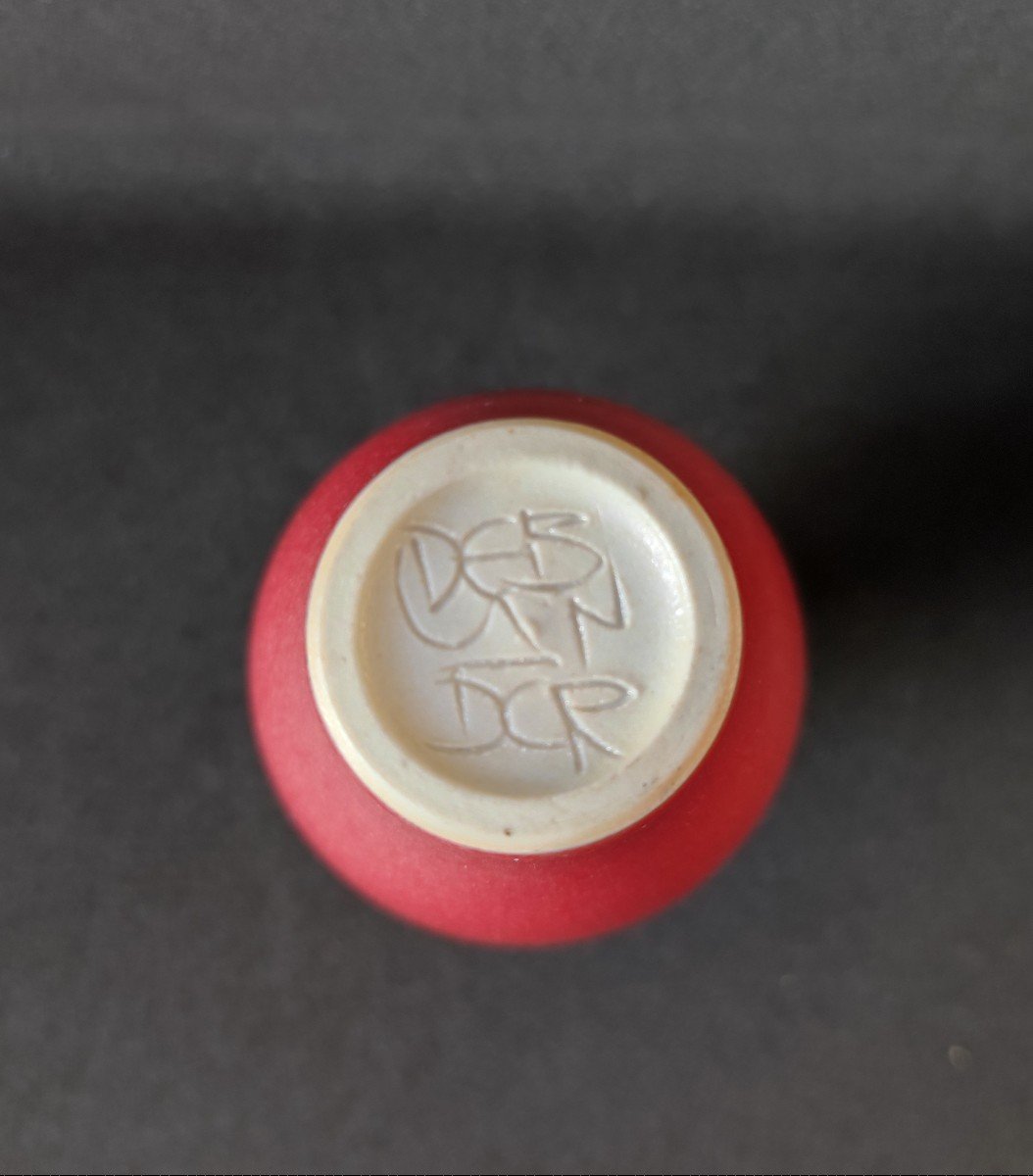 Deblander Miniature Porcelain Vase “peach Skin” Color-photo-2