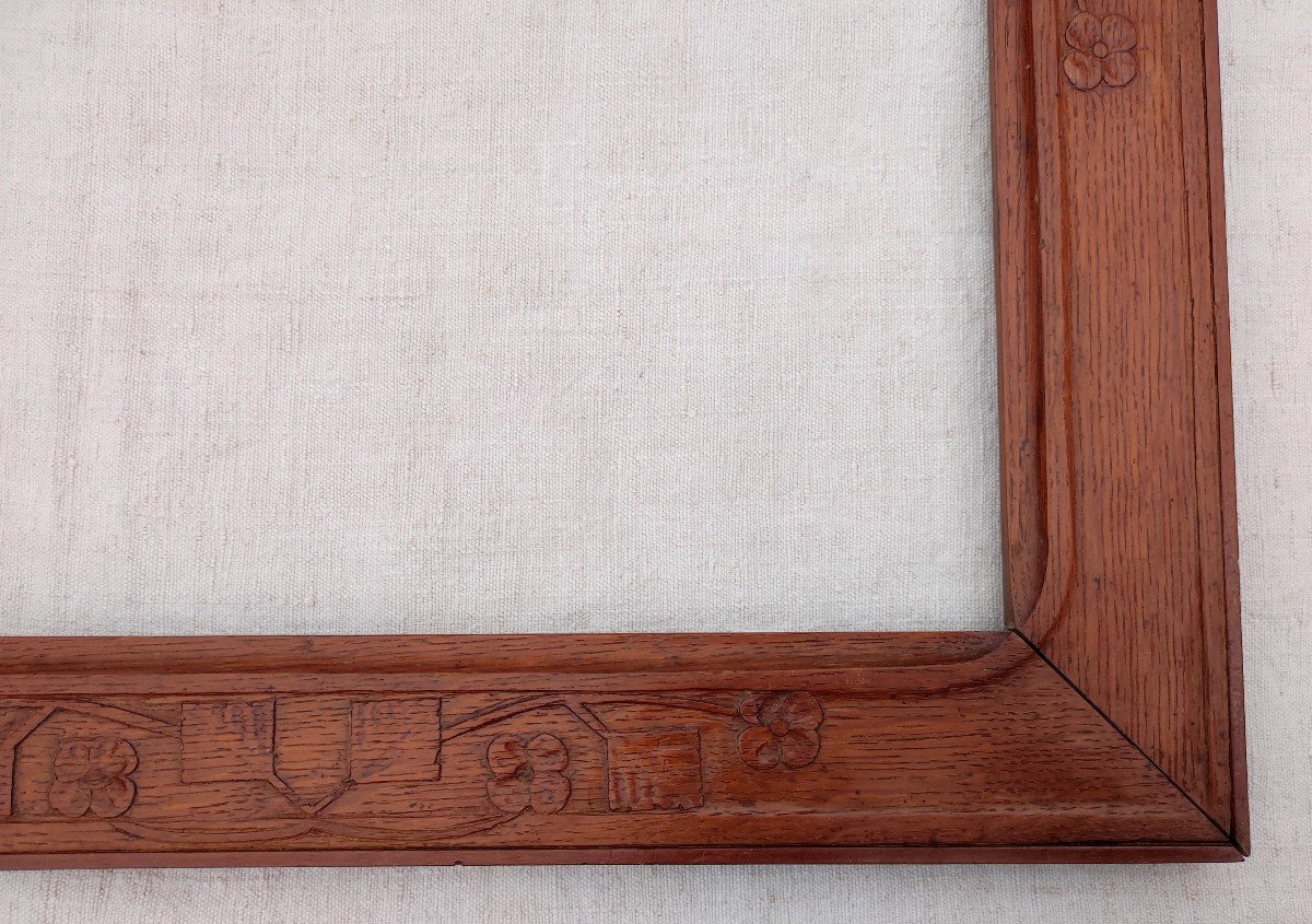 Cadre 6p art nouveau Bois Sculpté Feuillure 41 Cm X 27 Cm -photo-6