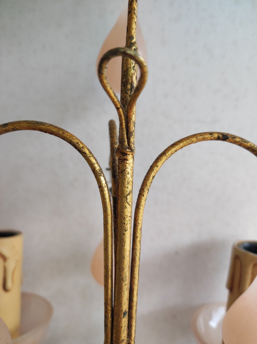 Wall Lamp Golden Brass Tassels Murano Pink-photo-1
