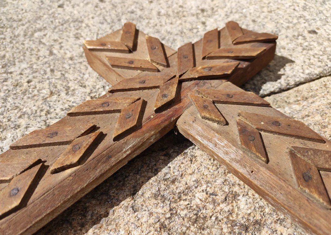 Ancien Cadre Art Populaire 19 ème Bois Sculpté Feuillure 49 Cm X 32 Cm -photo-2
