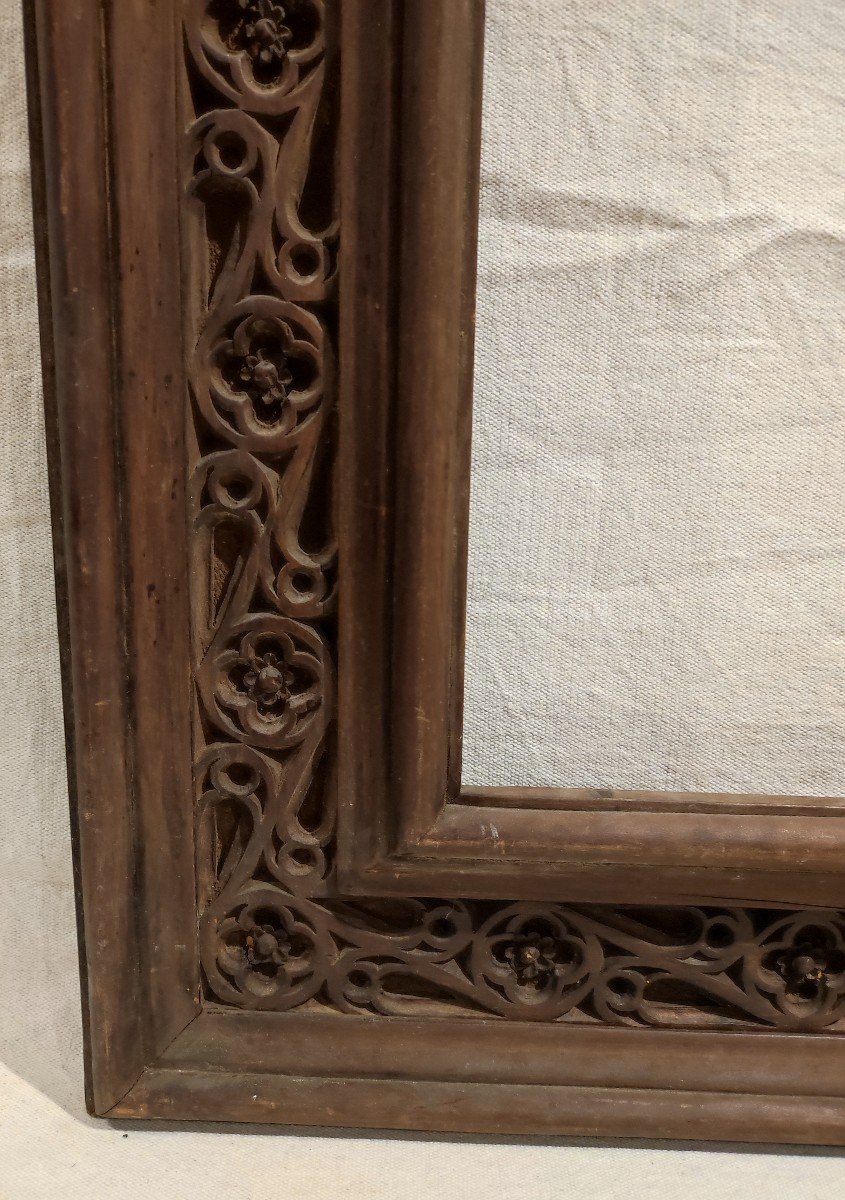 Old Gothic Carved Wood Frame 46 Cm X 26 Cm-photo-1