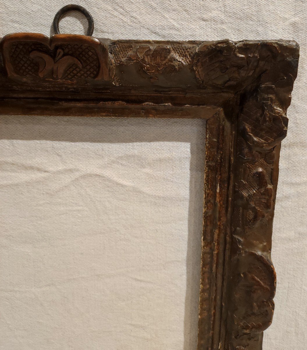 Old Louis XIV Frame Rabbet 31 Cm X 26 Cm Carved Wood-photo-3