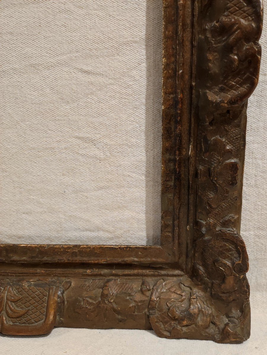 Old Louis XIV Frame Rabbet 31 Cm X 26 Cm Carved Wood-photo-4