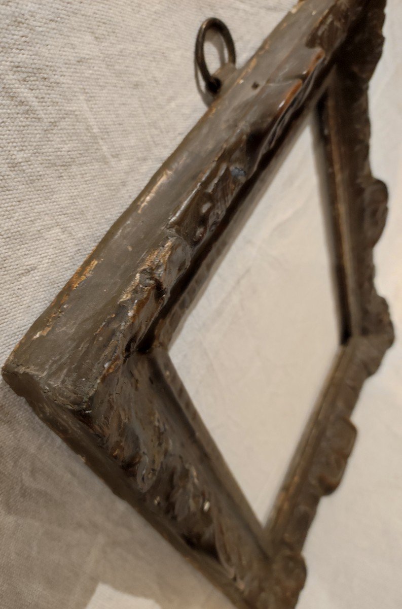 Old Louis XIV Frame Rabbet 31 Cm X 26 Cm Carved Wood-photo-3