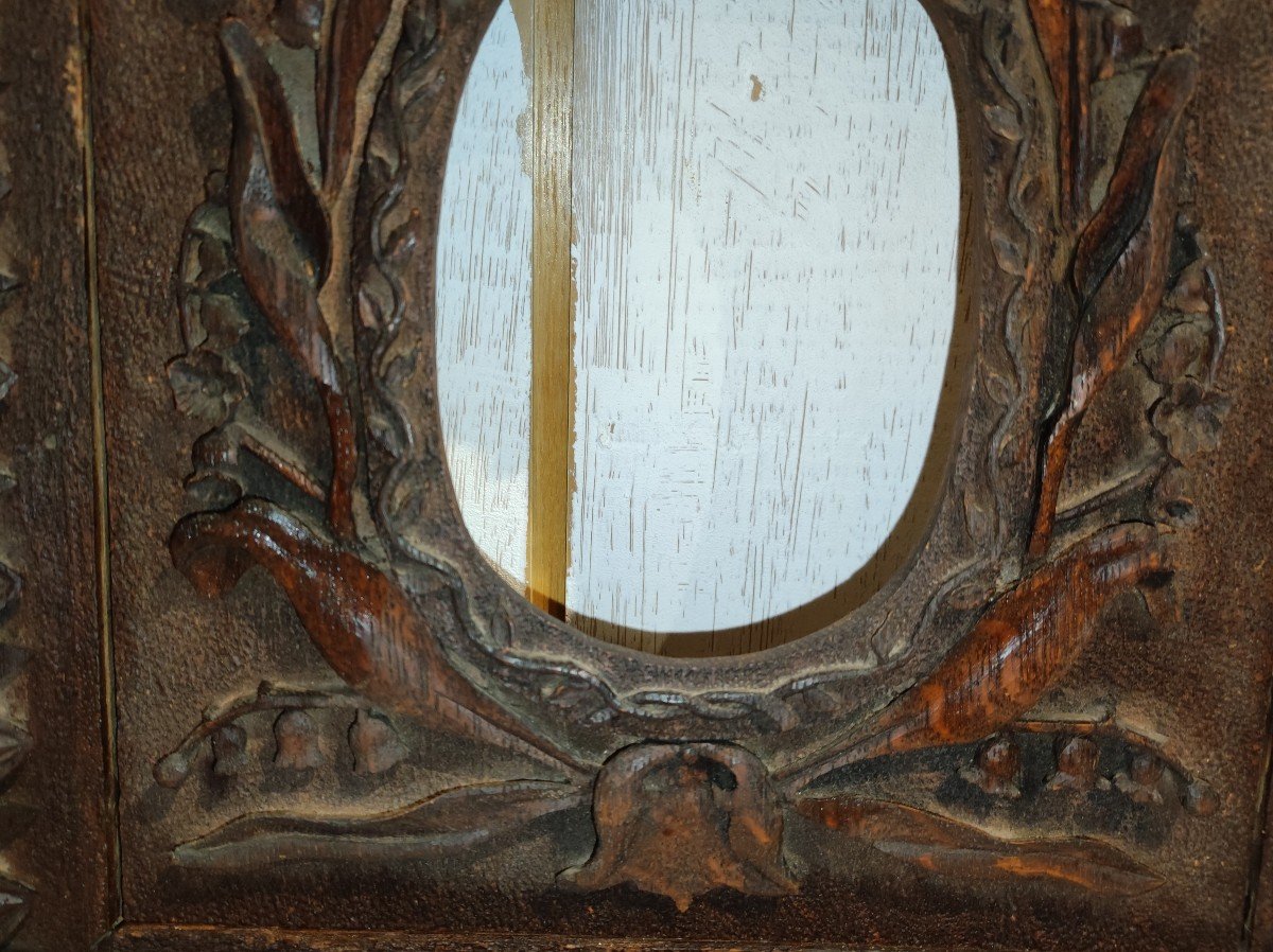 Ancien Cadre Art Populaire Bois Sculpté Feuillure 15 Cmx 11 Cm  -photo-1