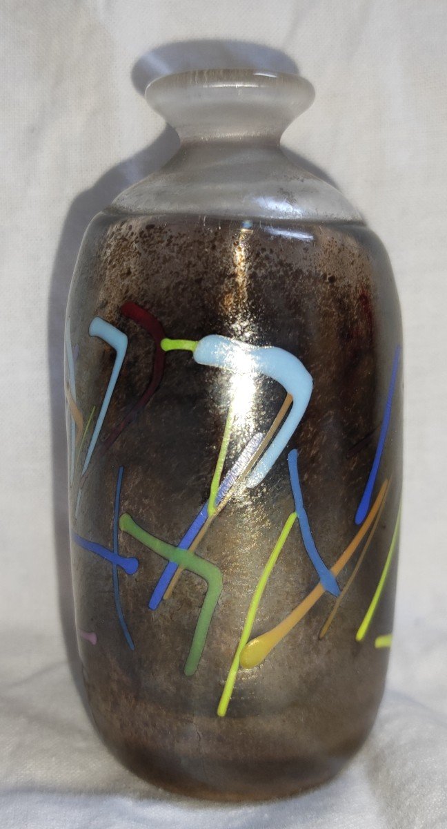 Vase By Bertil Vallien For Kosta Boda Blown Glass Signed Dated 86-photo-2