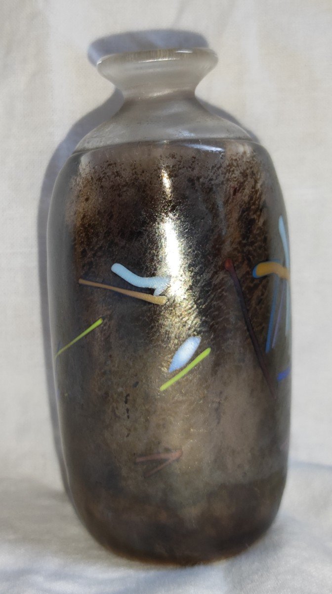 Vase By Bertil Vallien For Kosta Boda Blown Glass Signed Dated 86-photo-3