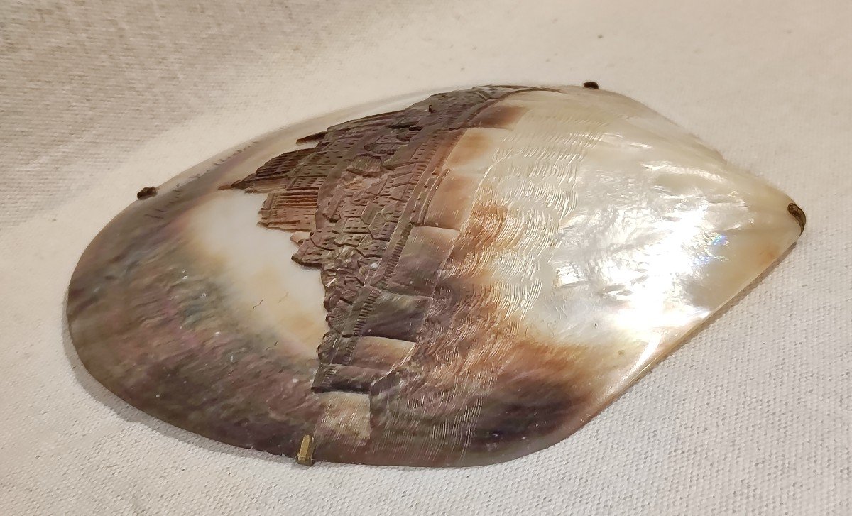 Carved Mother-of-pearl Shell Signed Georges Boyer Mont Saint Michel-photo-7