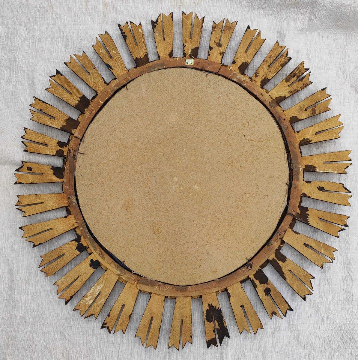 Grand Miroir Soleil Bois Sculpté Doré -photo-1