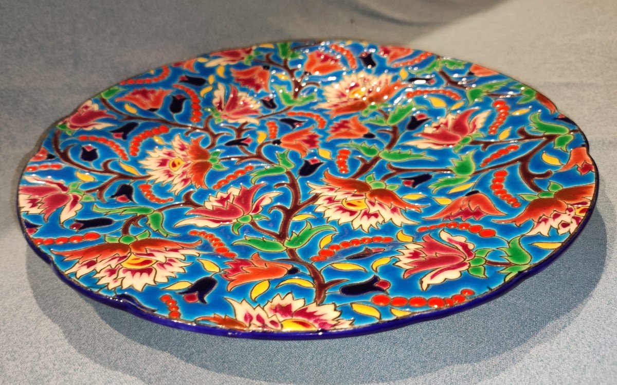 Longwy Enamels Dish Art Deco Floral Decor-photo-4