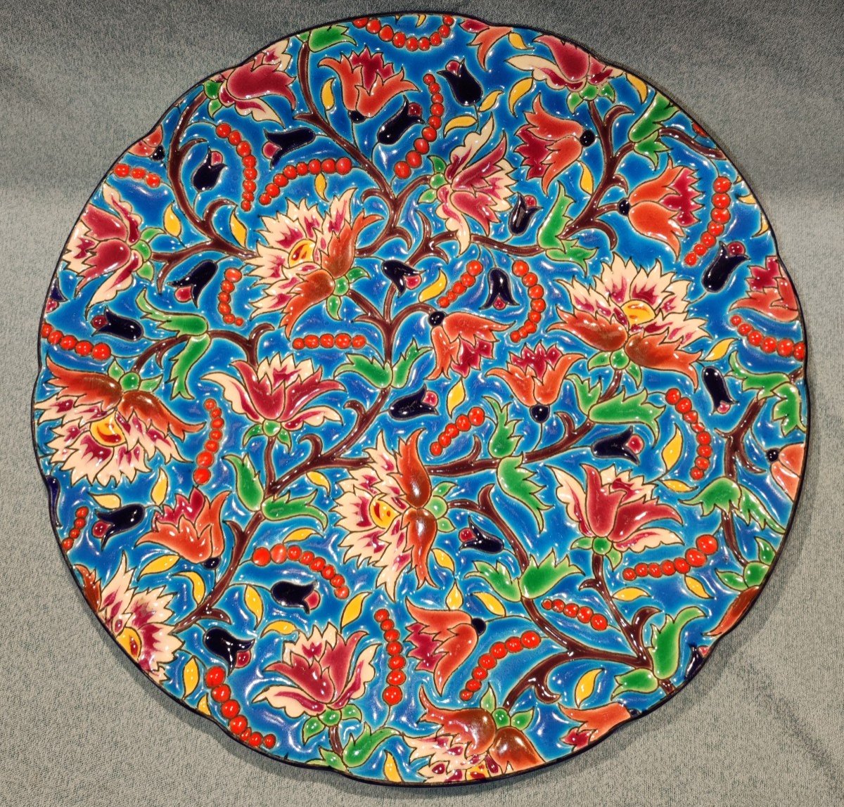 Longwy Enamels Dish Art Deco Floral Decor-photo-3