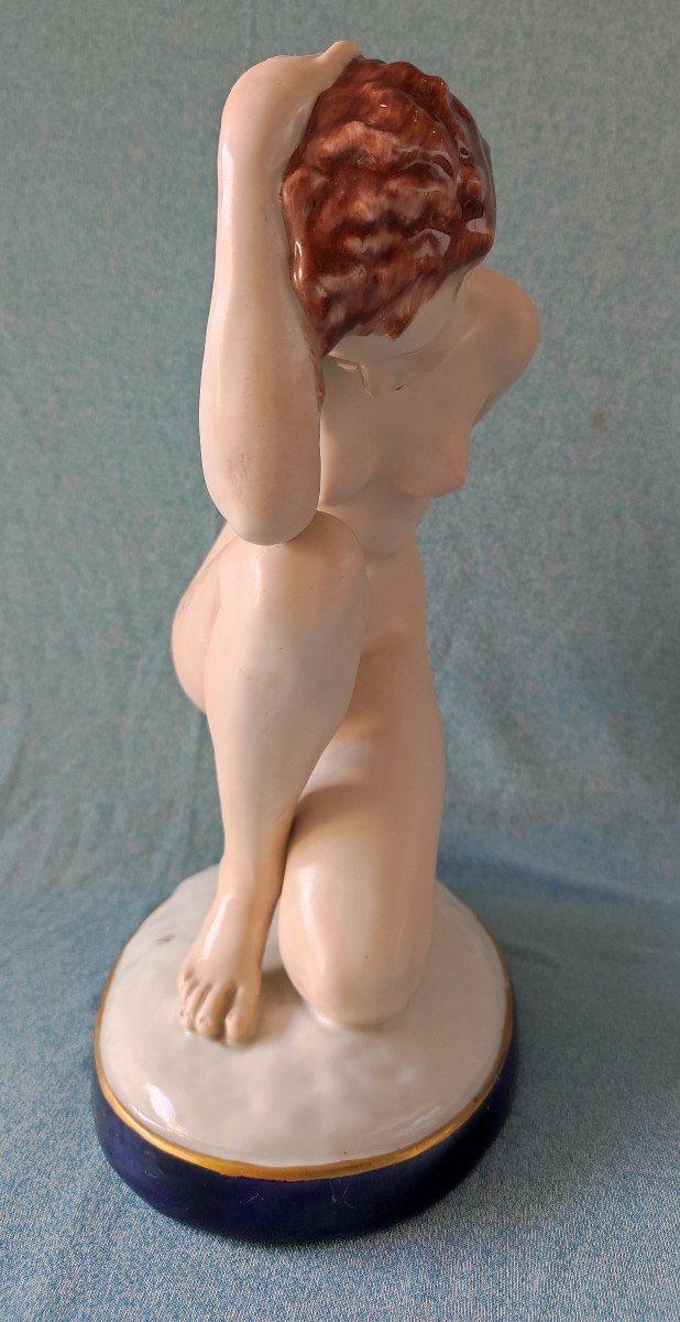 Royal Dux Art Deco Porcelain Sculpture Nude Woman-photo-4