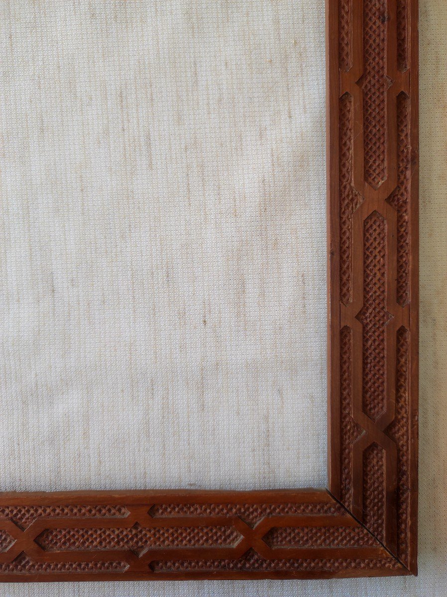 Orientalist Frame Carved Wood Rebate 33 Cm X 25 Cm -photo-2