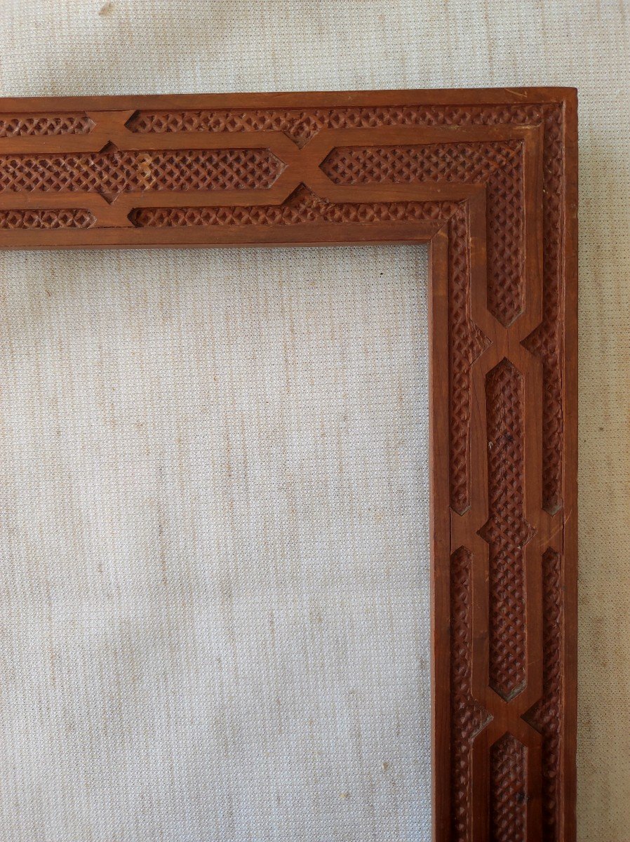 Orientalist Frame Carved Wood Rebate 33 Cm X 25 Cm -photo-3