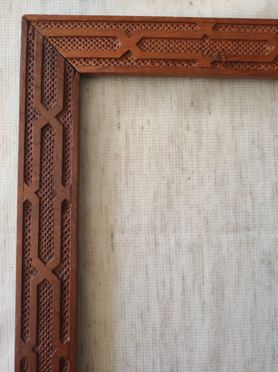 Orientalist Frame Carved Wood Rebate 33 Cm X 25 Cm -photo-4