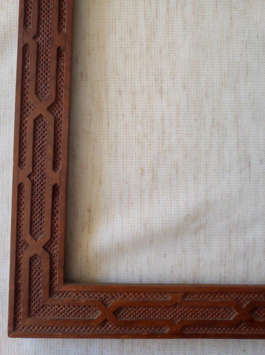 Orientalist Frame Carved Wood Rebate 33 Cm X 25 Cm -photo-6