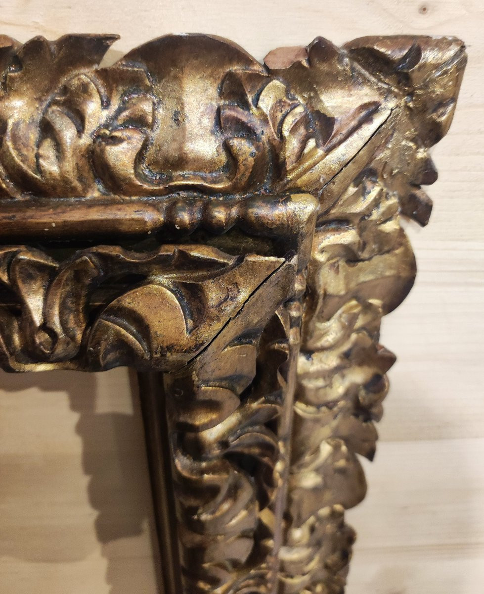 Ancien cadre bois sculpté doré feuillure 69 cm x 45 cm -photo-1