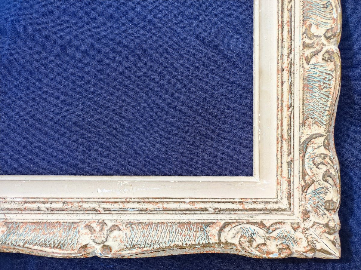 Montparnasse Frame, Carved Wood, Patinated Rebate, 33 Cm X 28 Cm -photo-2