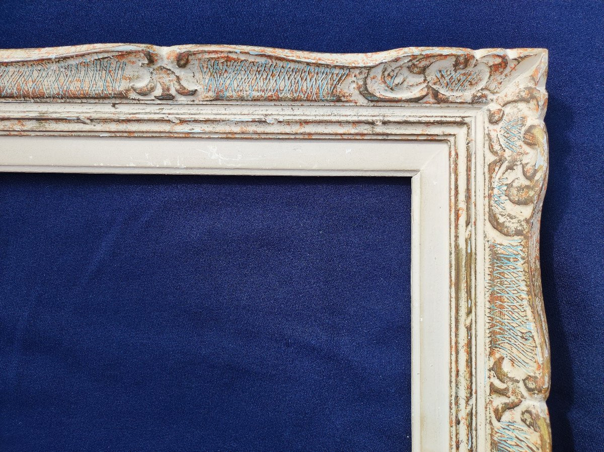 Montparnasse Frame, Carved Wood, Patinated Rebate, 33 Cm X 28 Cm -photo-3