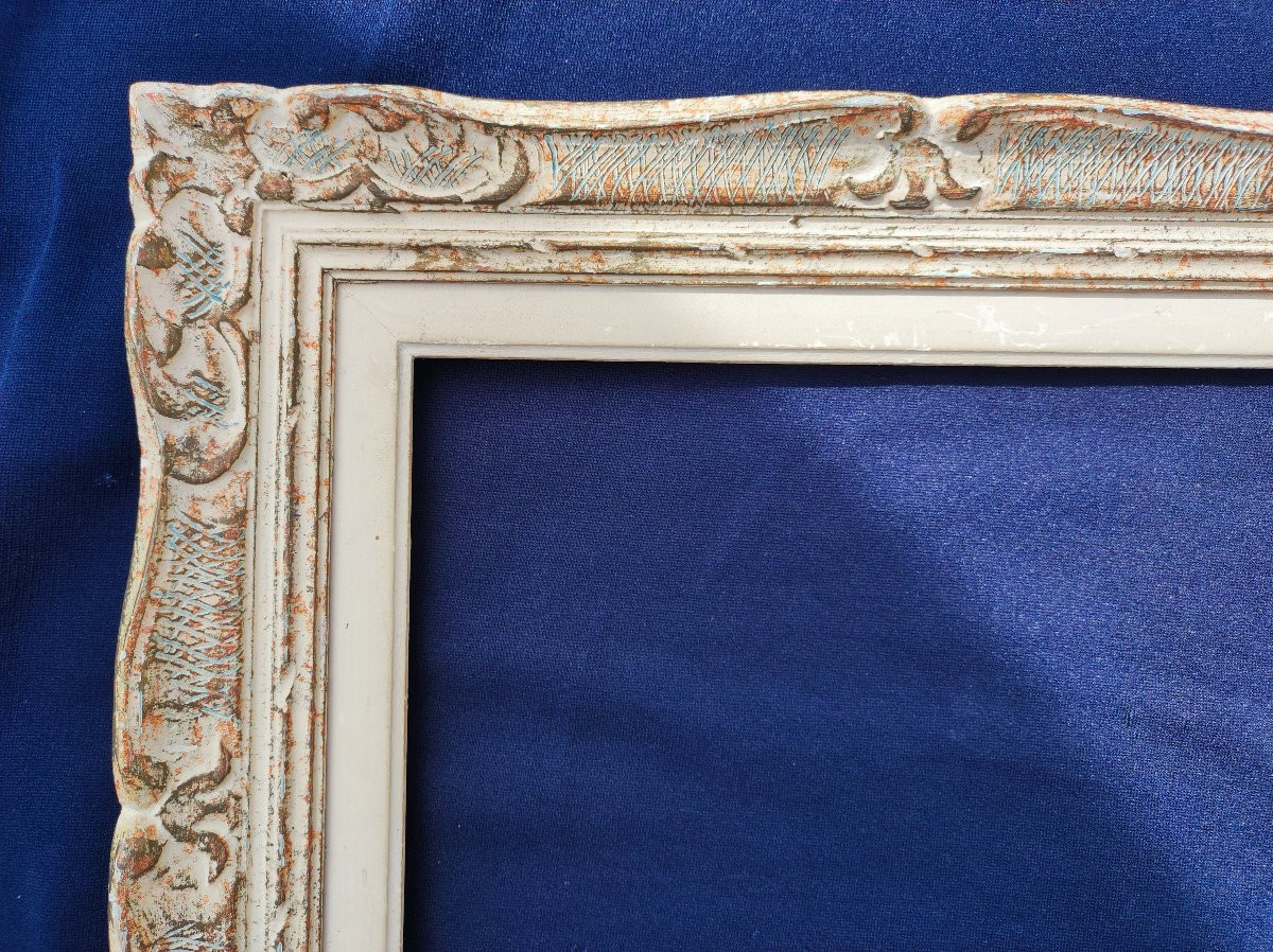 Montparnasse Frame, Carved Wood, Patinated Rebate, 33 Cm X 28 Cm -photo-4