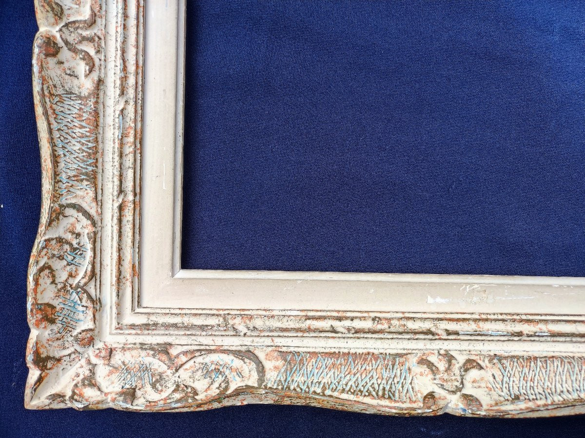 Montparnasse Frame, Carved Wood, Patinated Rebate, 33 Cm X 28 Cm -photo-4
