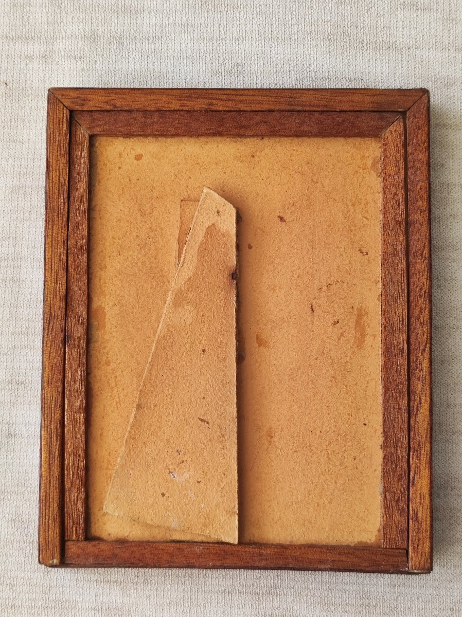 paire de cadres art populaire bois marqueterie feuillure 8 cm x 6 cm -photo-7
