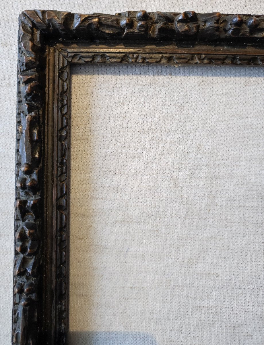 ancien cadre 17 ème bois sculpté feuillure 27 cm x 19 cm  format 3F-photo-2