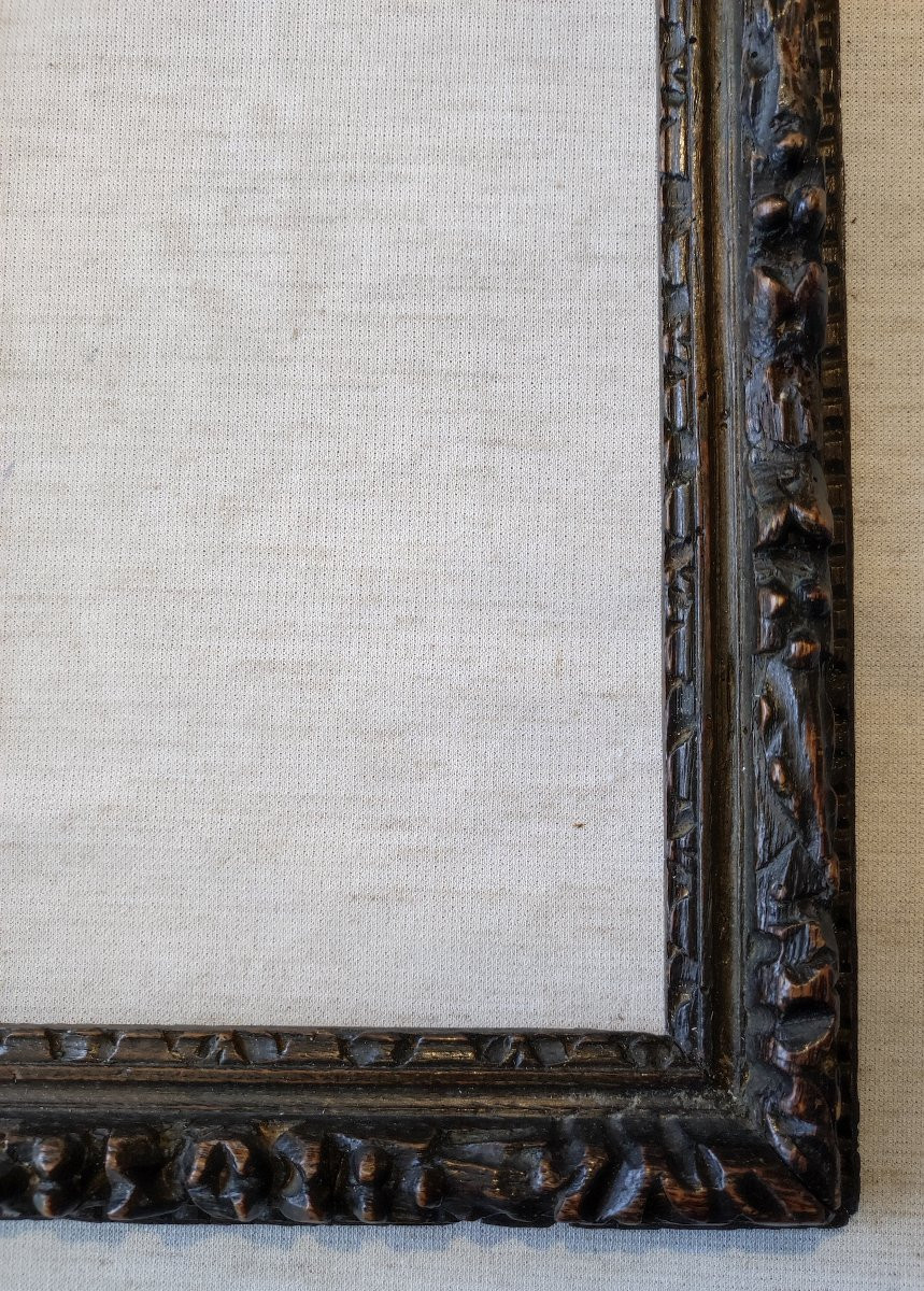 ancien cadre 17 ème bois sculpté feuillure 27 cm x 19 cm  format 3F-photo-4