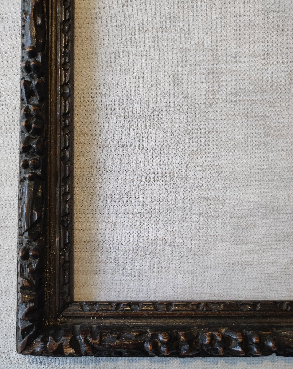ancien cadre 17 ème bois sculpté feuillure 27 cm x 19 cm  format 3F-photo-1