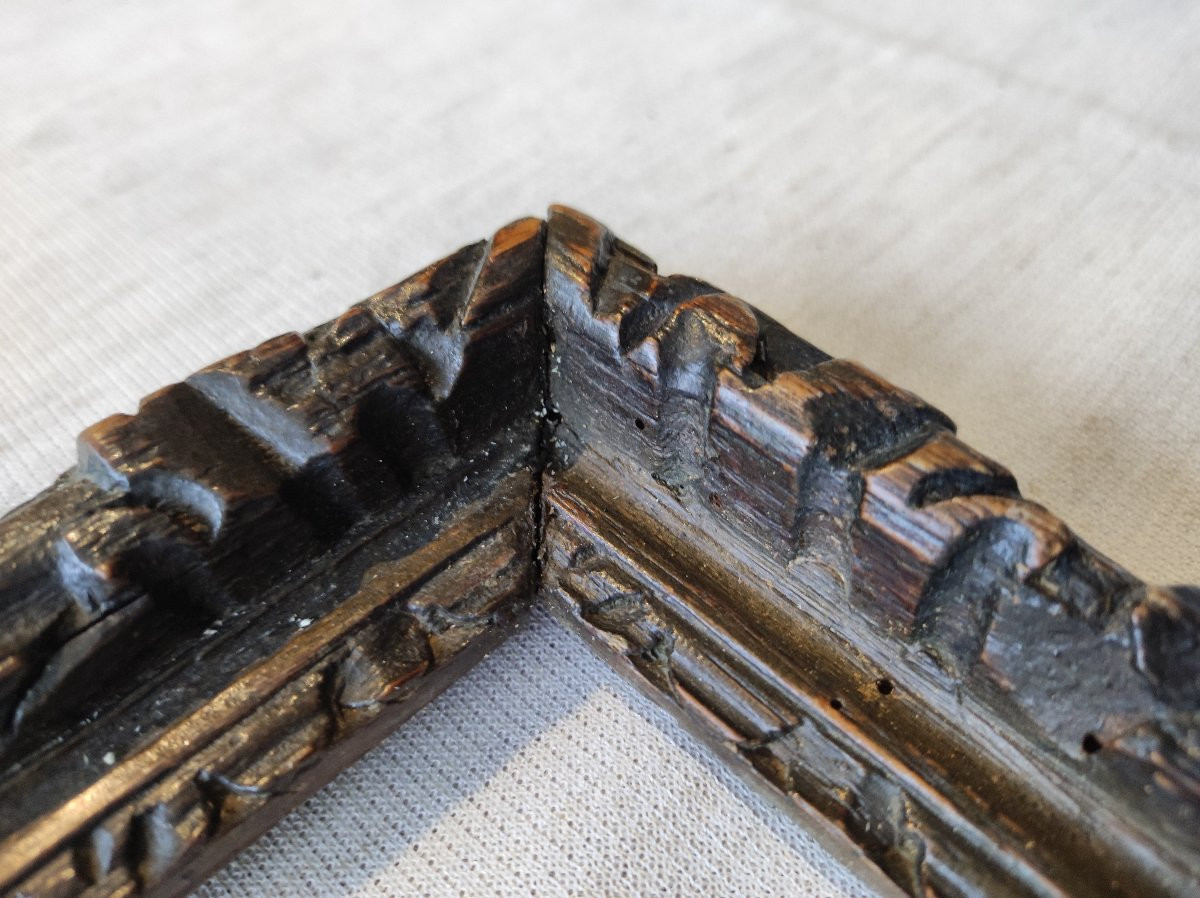 ancien cadre 17 ème bois sculpté feuillure 27 cm x 19 cm  format 3F-photo-2