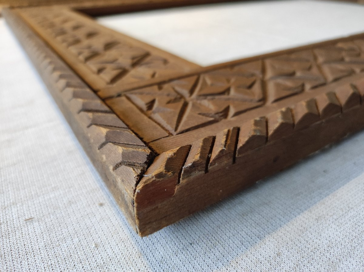 cadre de style oriental bois naturel sculpté feuillure 58 cm x 38 cm -photo-6