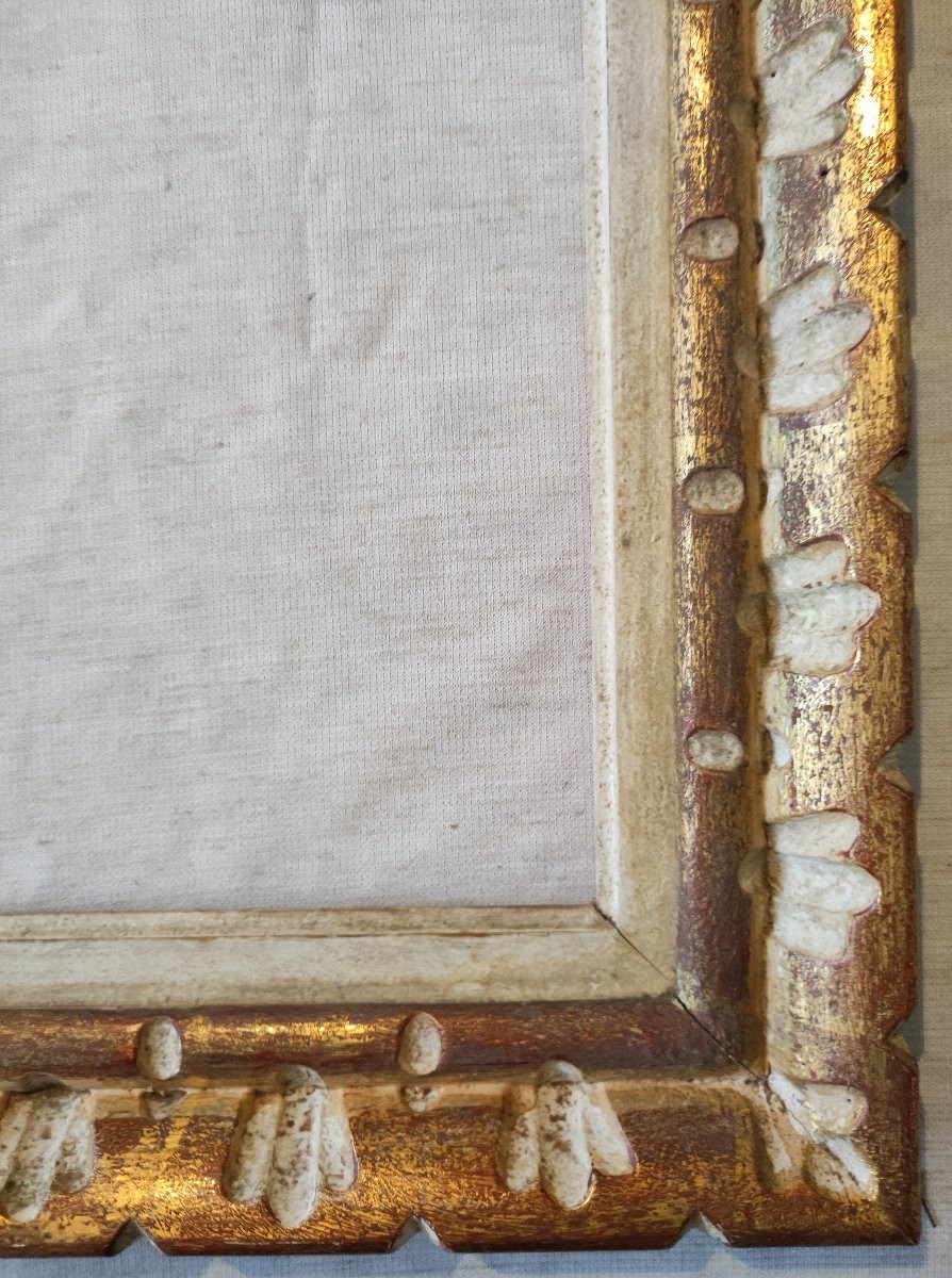 Montparnasse-style Carved Wood Frame With A Gilded Patina, Rabbeted, 30 Cm X 24 Cm -photo-4
