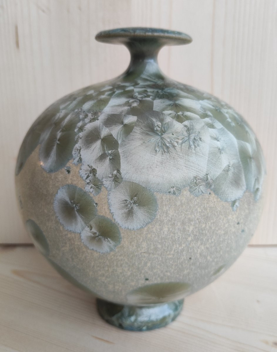 vase irisé Marius Bessone céramique Vallauris daté 84-photo-2