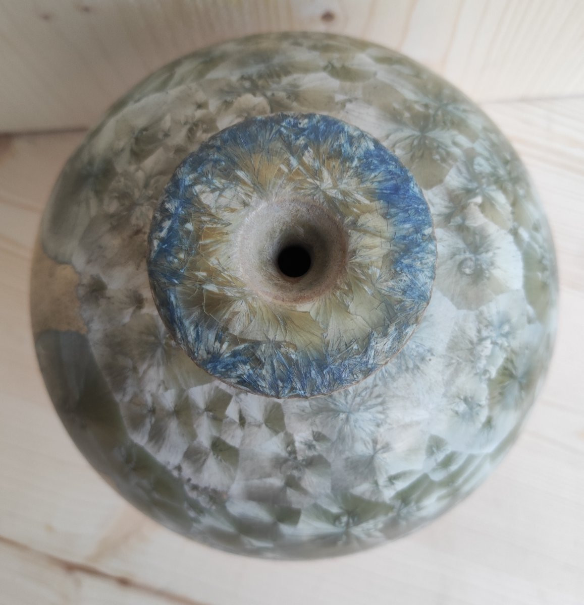 vase irisé Marius Bessone céramique Vallauris daté 84-photo-4