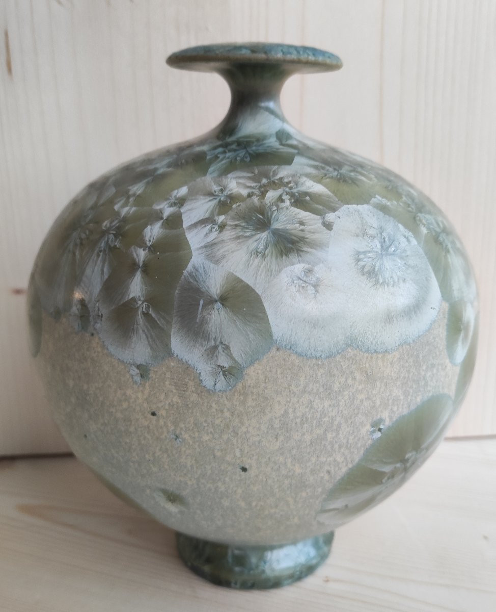 vase irisé Marius Bessone céramique Vallauris daté 84-photo-4